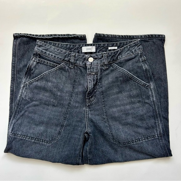 Closed Leyton Ultra High-Rise Cropped Wide-Leg Carpenter Jeans Gray Grey Sz 28 - Picture 10 of 16